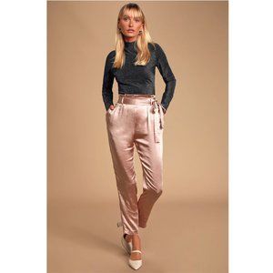 Lulus | Chic Outlook Mauve Satin Paperbag Waist Pants